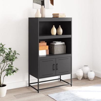 Buffet haut noir 68,5x38,5x123,5 cm en acier