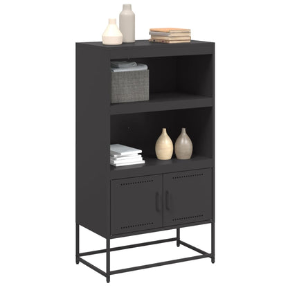 Buffet haut noir 68,5x38,5x123,5 cm en acier