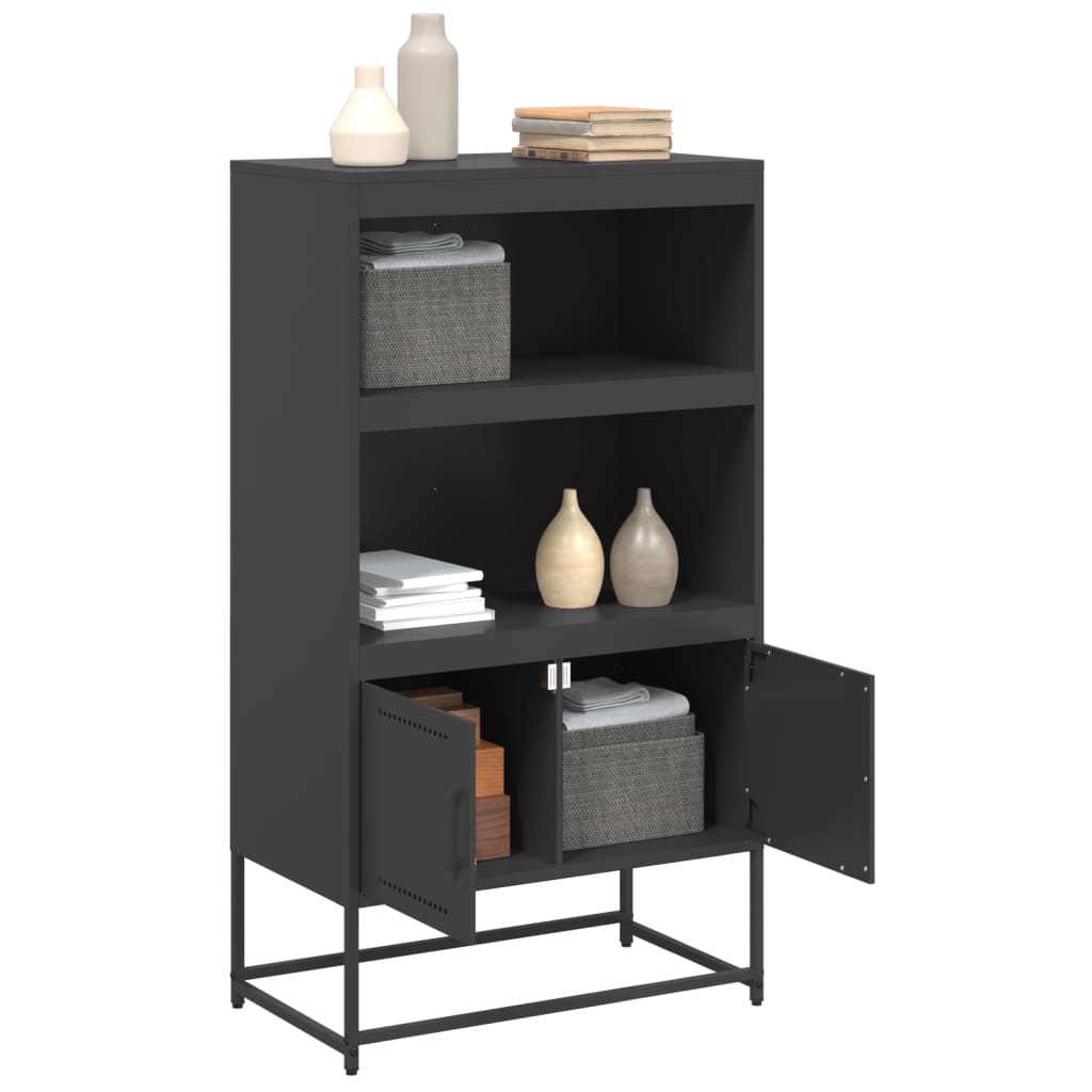 Buffet haut noir 68,5x38,5x123,5 cm en acier