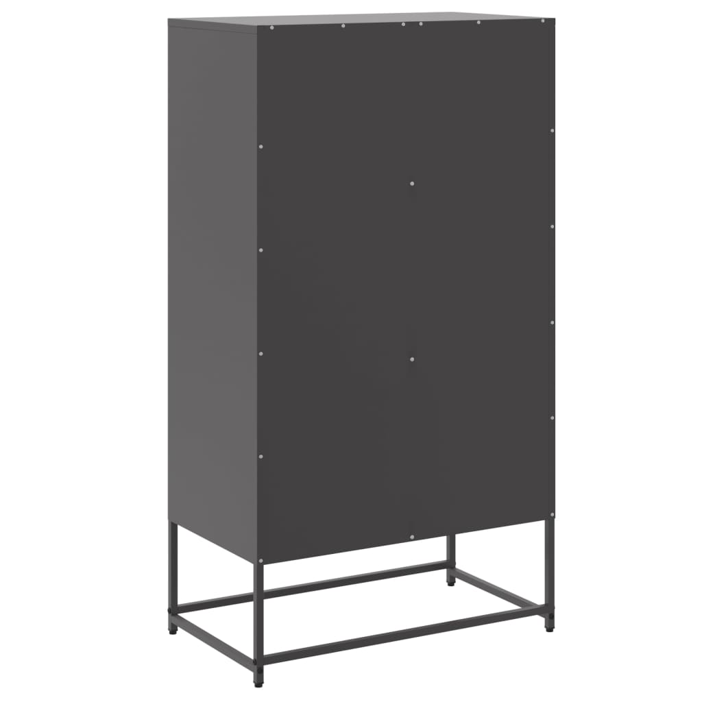 Buffet haut noir 68,5x38,5x123,5 cm en acier