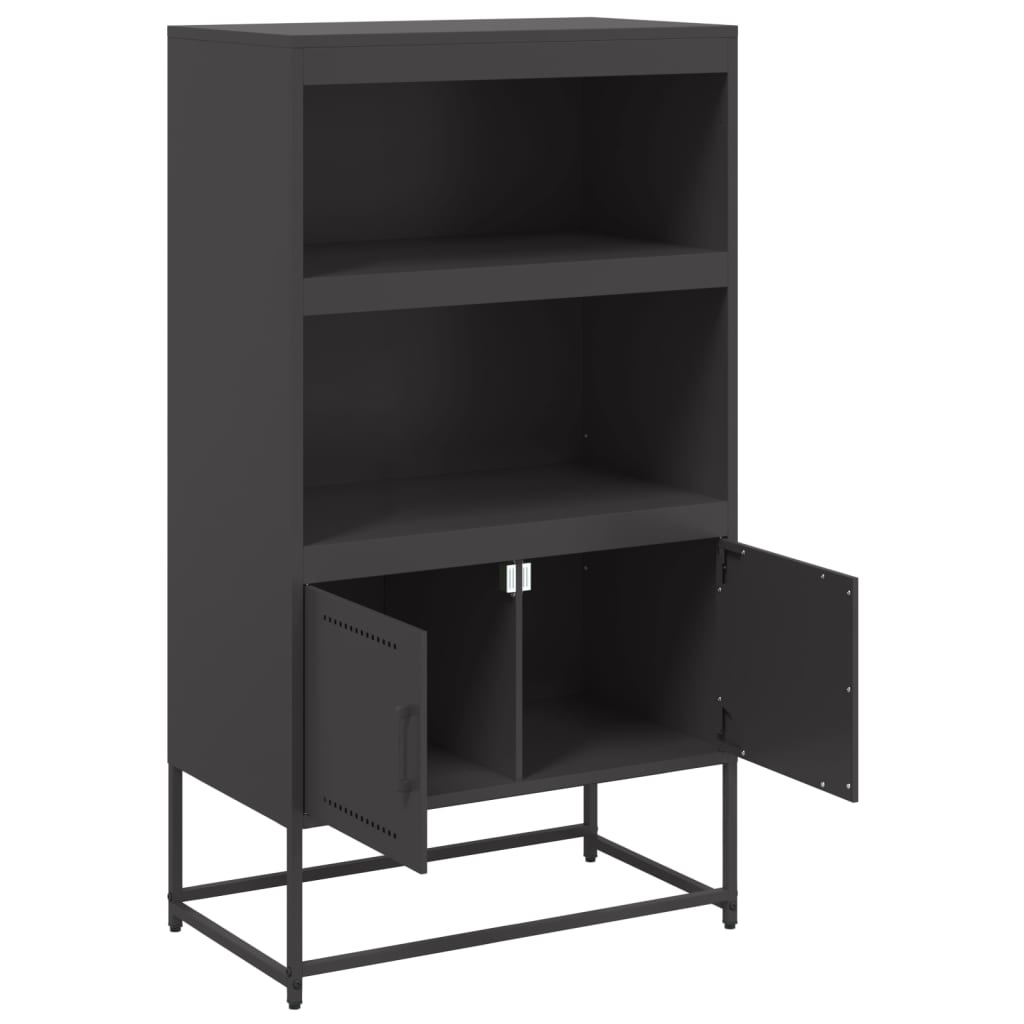 Buffet haut noir 68,5x38,5x123,5 cm en acier