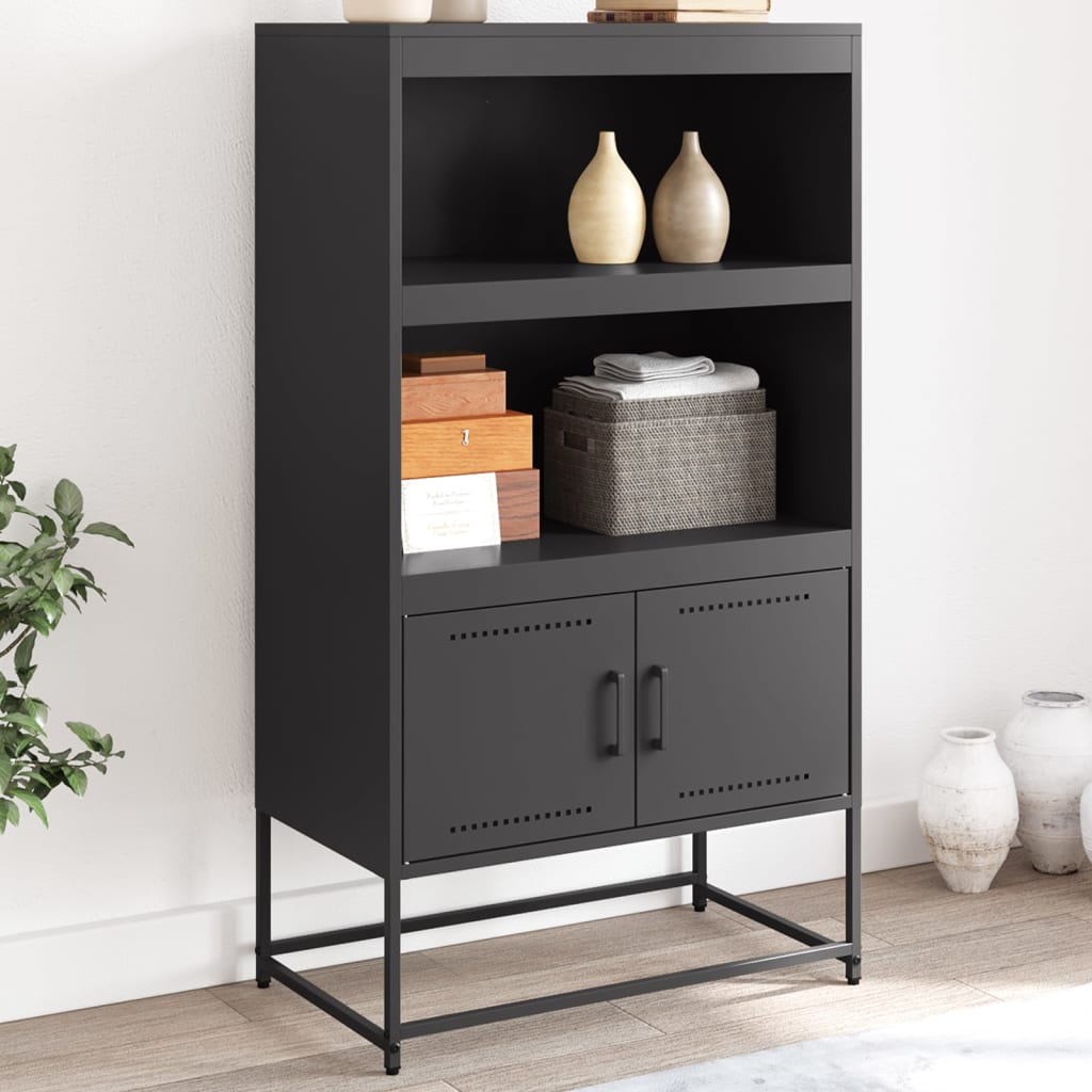 Buffet haut noir 68,5x38,5x123,5 cm en acier