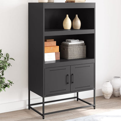 Buffet haut noir 68,5x38,5x123,5 cm en acier