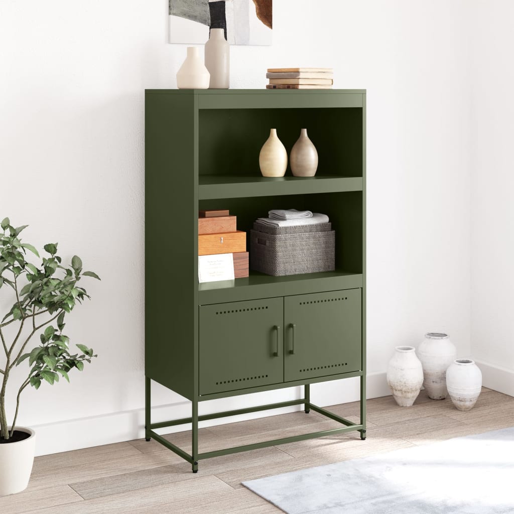 Buffet haut vert olive 68,5x38,5x123,5 cm en acier