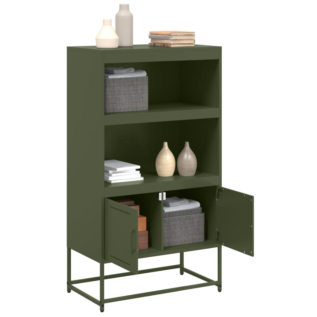 Buffet haut vert olive 68,5x38,5x123,5 cm en acier