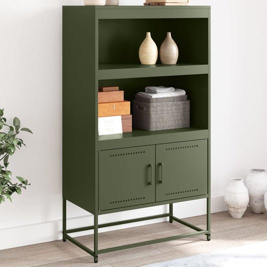 Buffet haut vert olive 68,5x38,5x123,5 cm en acier