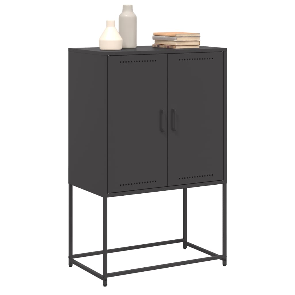 Buffet haut noir 68,5x38,5x107 cm en acier