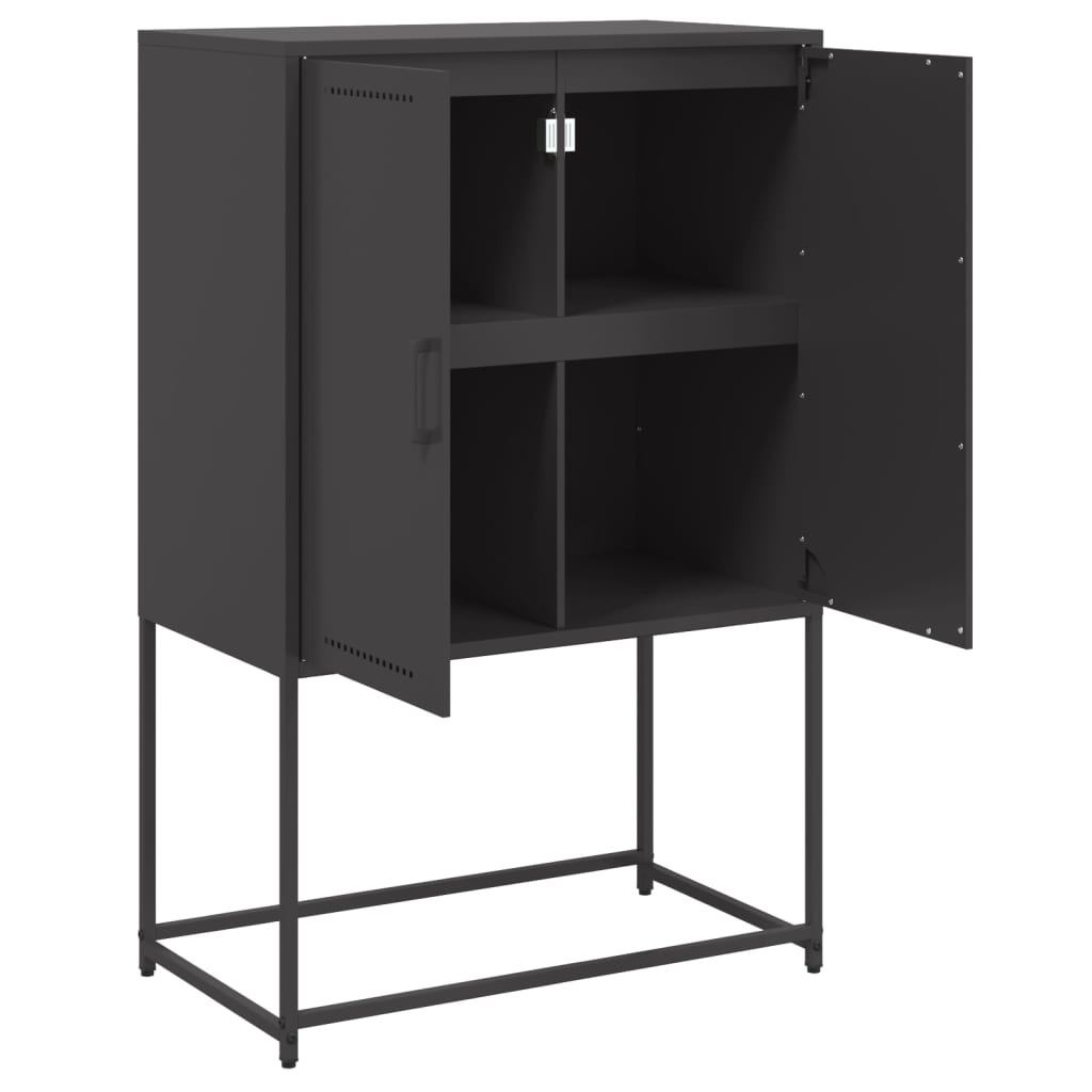 Buffet haut noir 68,5x38,5x107 cm en acier