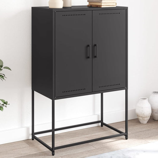 Buffet haut noir 68,5x38,5x107 cm en acier