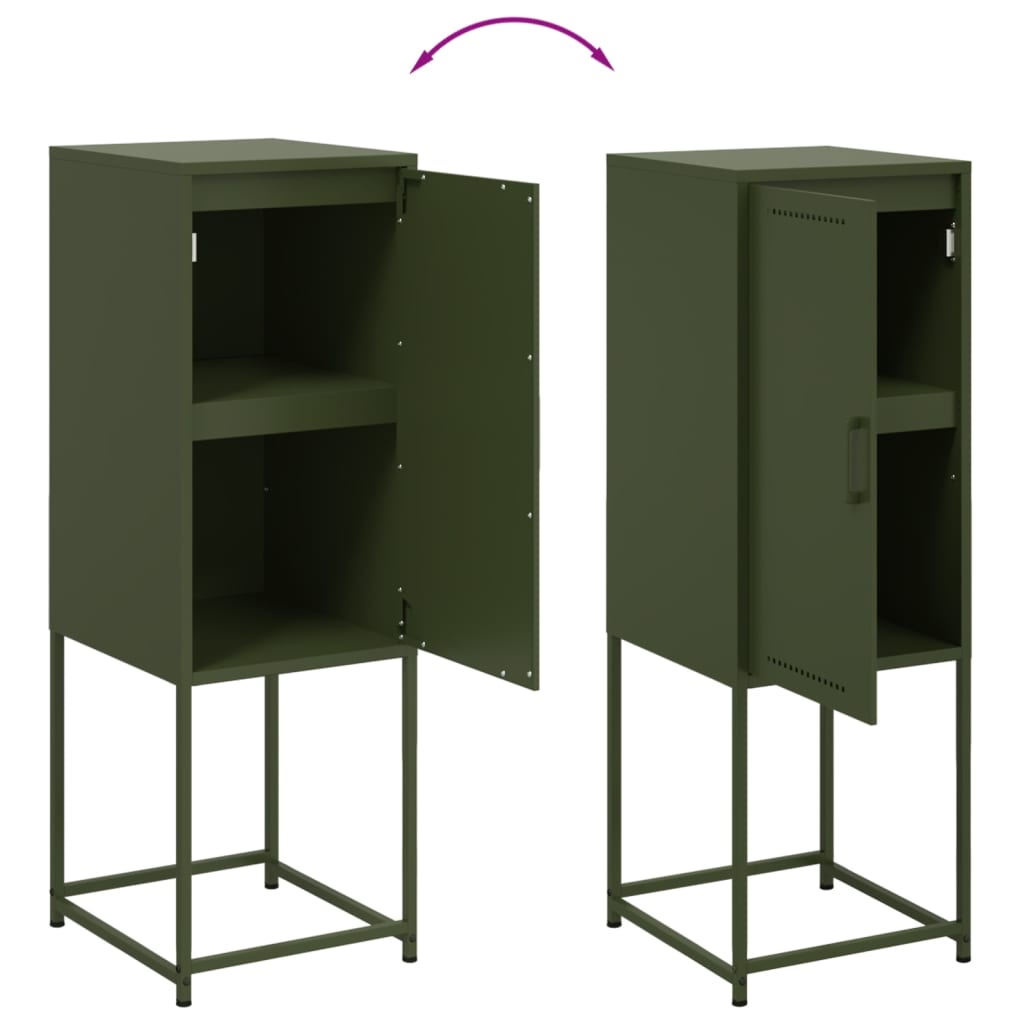 Buffet haut vert olive 36x39x107 cm en acier