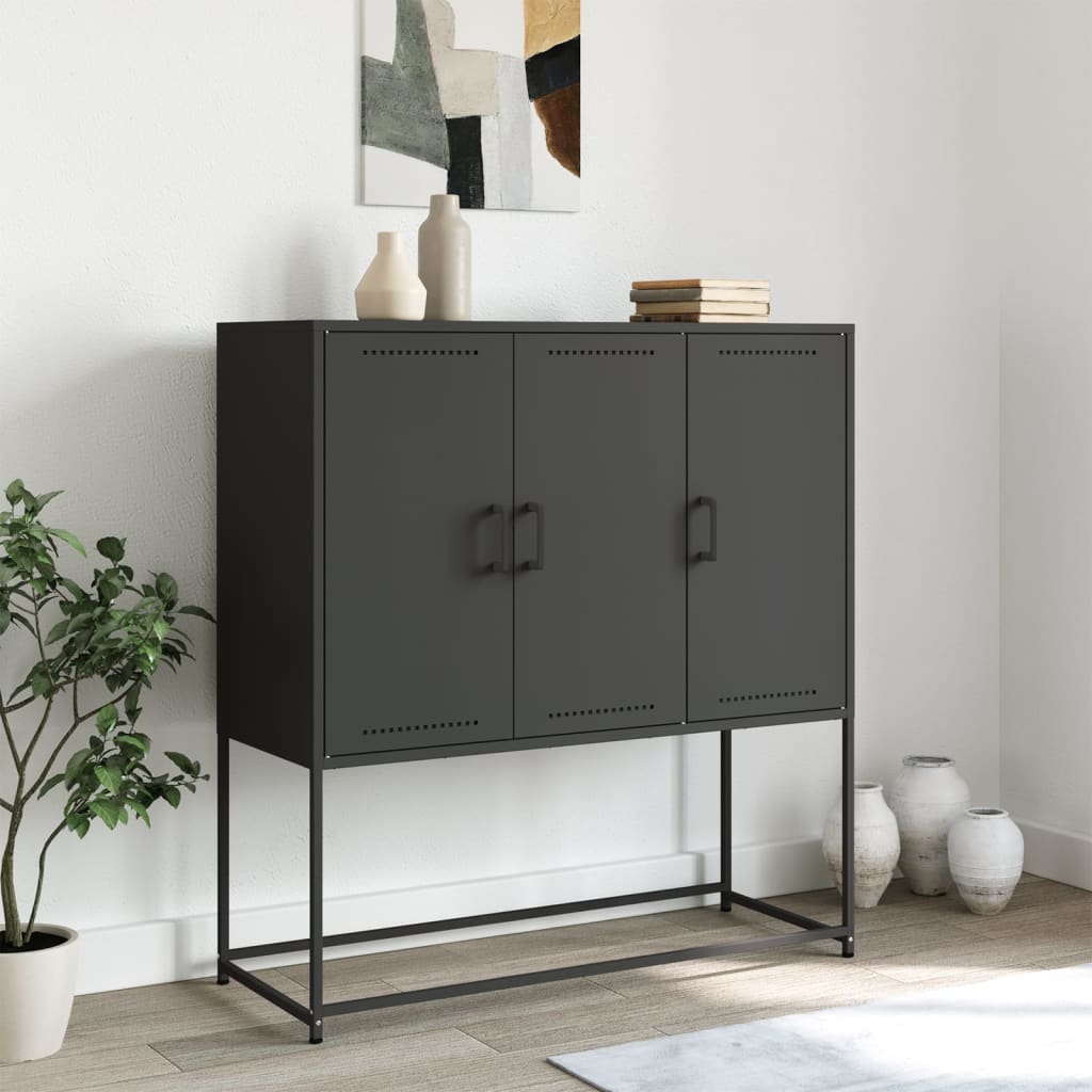 Buffet haut noir 100,5x39x107 cm en acier