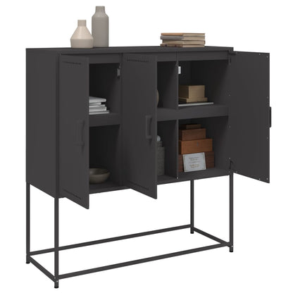 Buffet haut noir 100,5x39x107 cm en acier