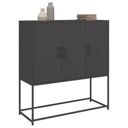 Buffet haut noir 100,5x39x107 cm en acier