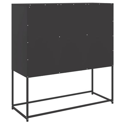 Buffet haut noir 100,5x39x107 cm en acier