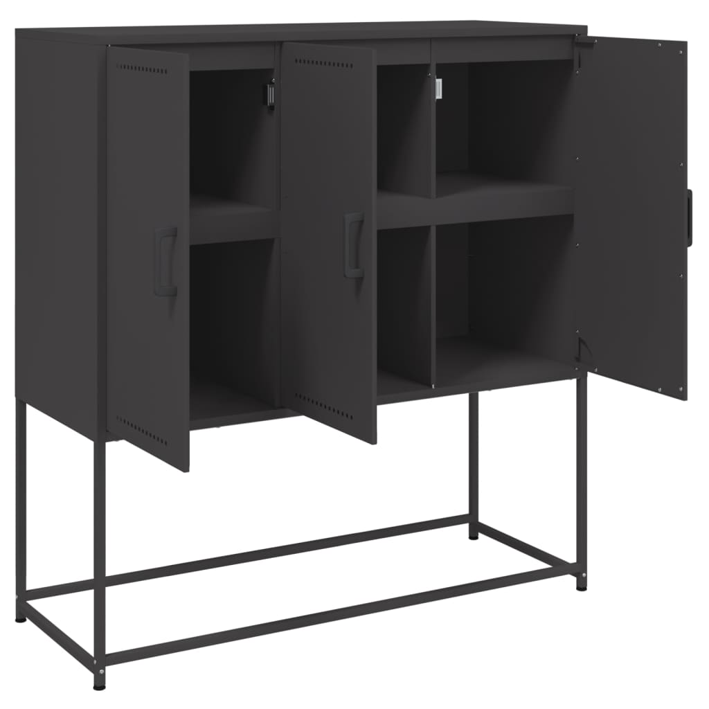 Buffet haut noir 100,5x39x107 cm en acier