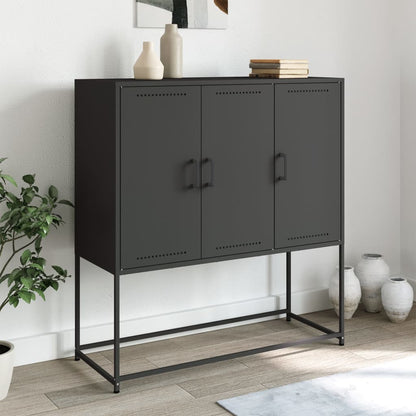 Buffet haut noir 100,5x39x107 cm en acier