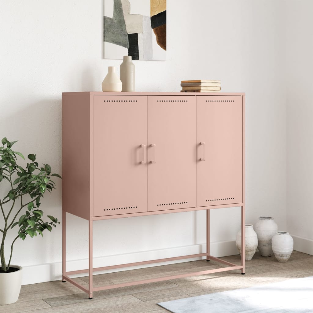 Buffet haut rose 100,5x39x107 cm en acier