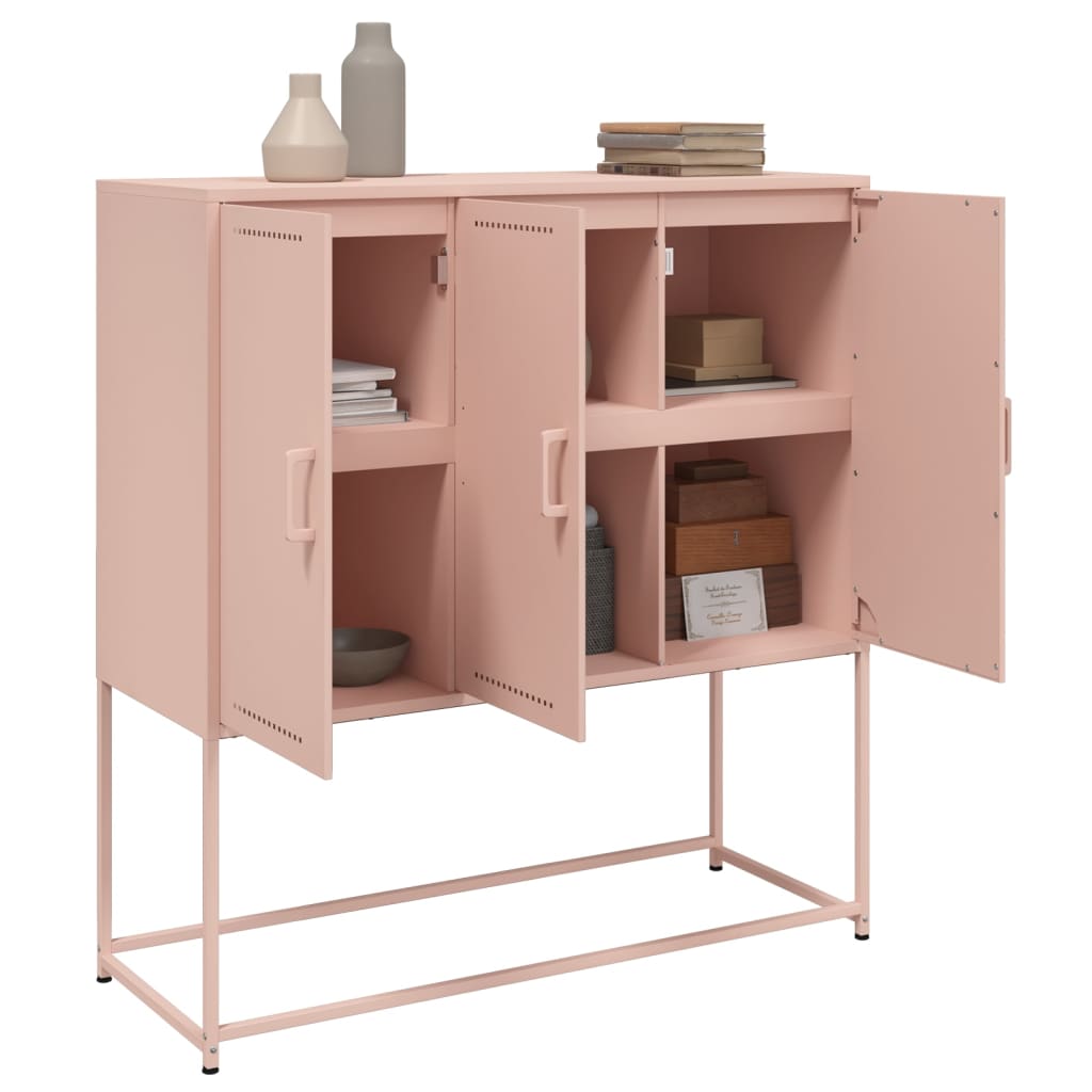 Buffet haut rose 100,5x39x107 cm en acier