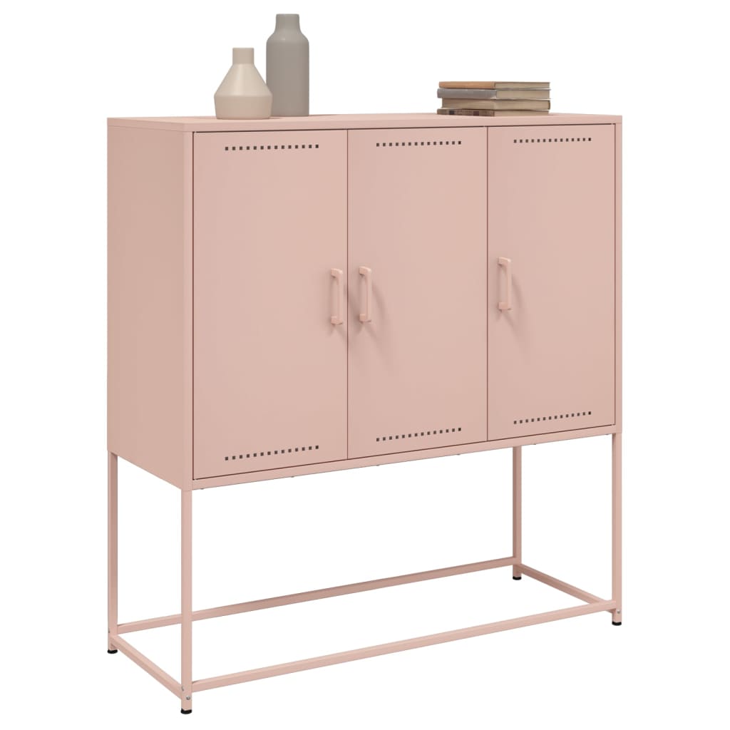 Buffet haut rose 100,5x39x107 cm en acier