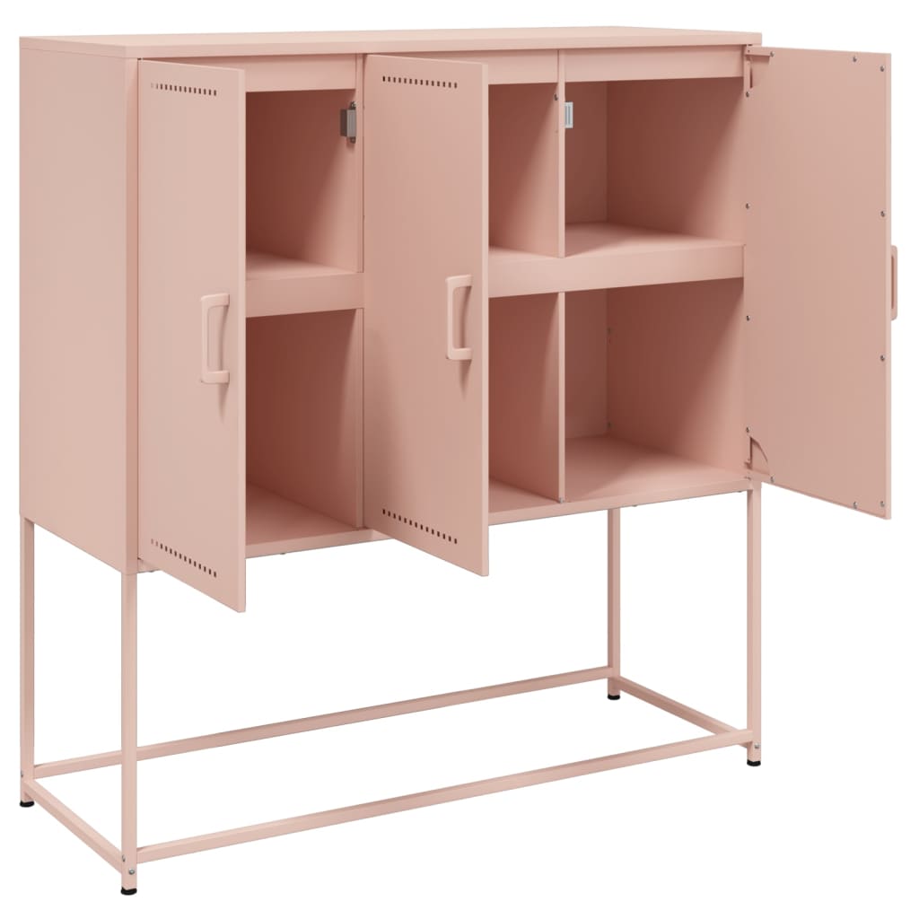 Buffet haut rose 100,5x39x107 cm en acier