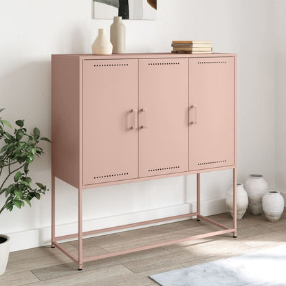 Buffet haut rose 100,5x39x107 cm en acier