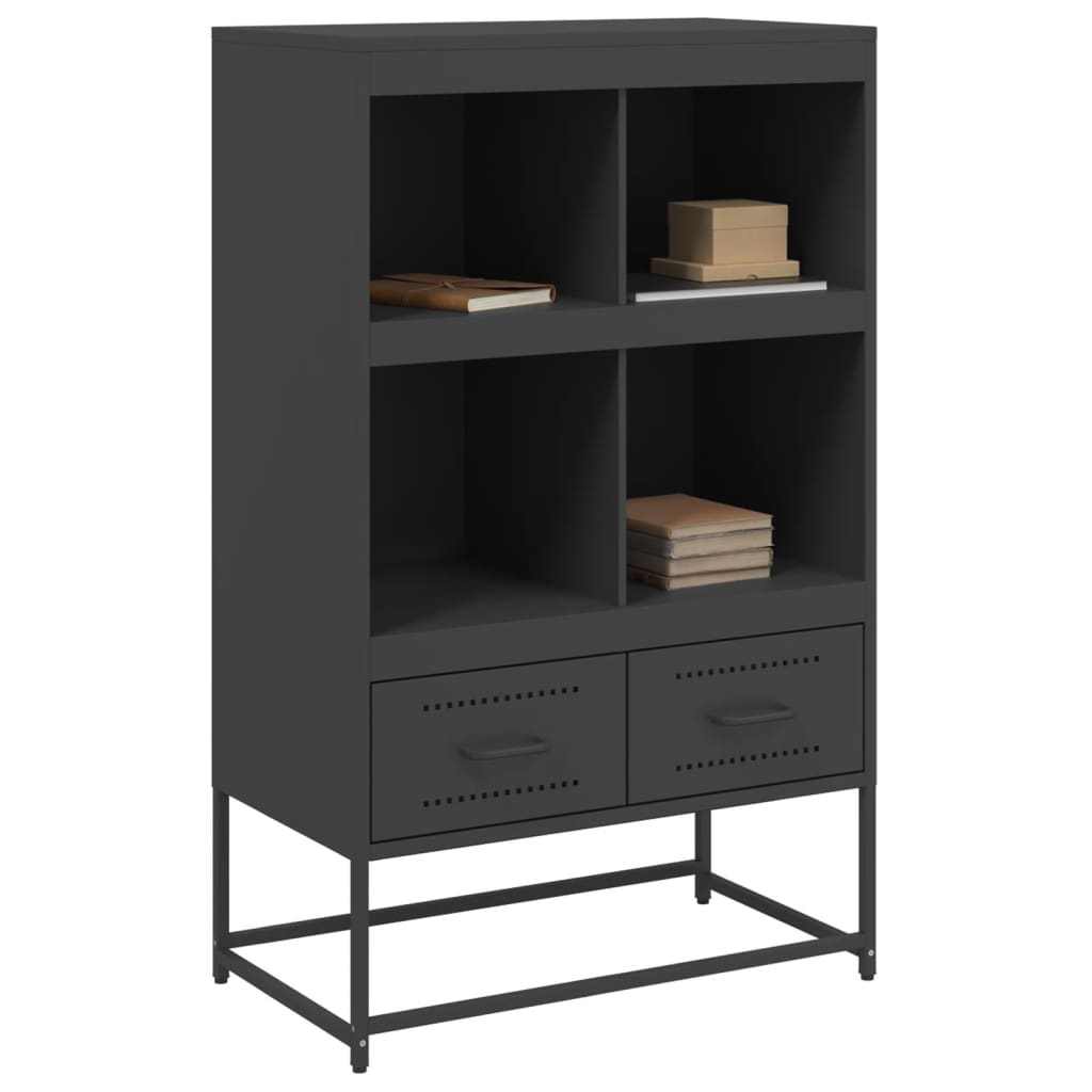 Highboard Schwarz 68,5x39x111,5 cm Kaltgewalzter Stahl