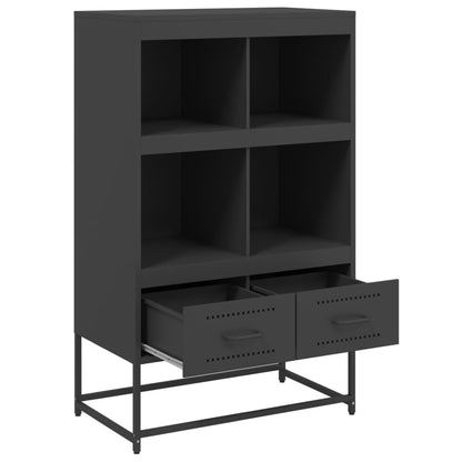 Highboard Schwarz 68,5x39x111,5 cm Kaltgewalzter Stahl