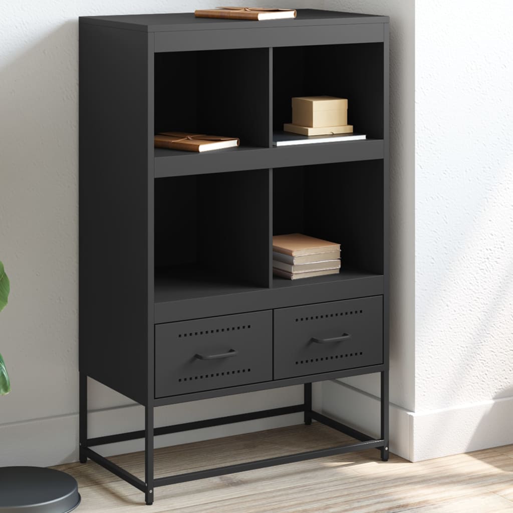 Highboard Schwarz 68,5x39x111,5 cm Kaltgewalzter Stahl