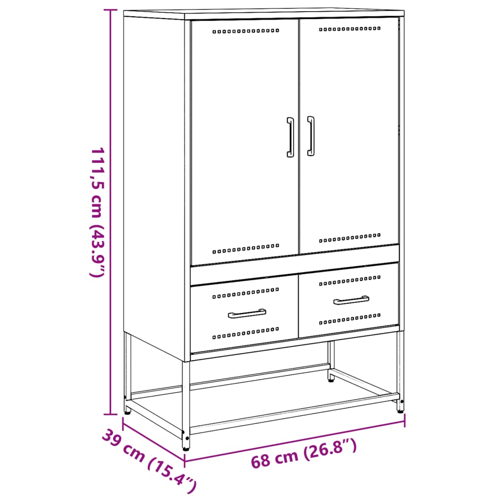 Buffet haut Noir 68x39x111,5 cm Acier laminé à froid