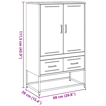 Buffet haut Noir 68x39x111,5 cm Acier laminé à froid