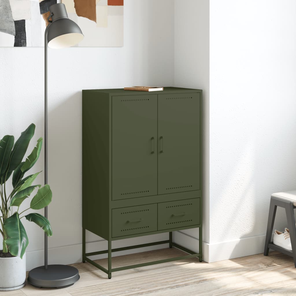 Buffet haut vert olive 68x39x111,5 cm Acier laminé à froid