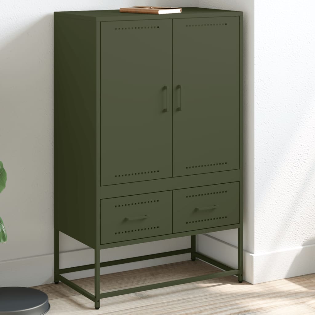 Buffet haut vert olive 68x39x111,5 cm Acier laminé à froid