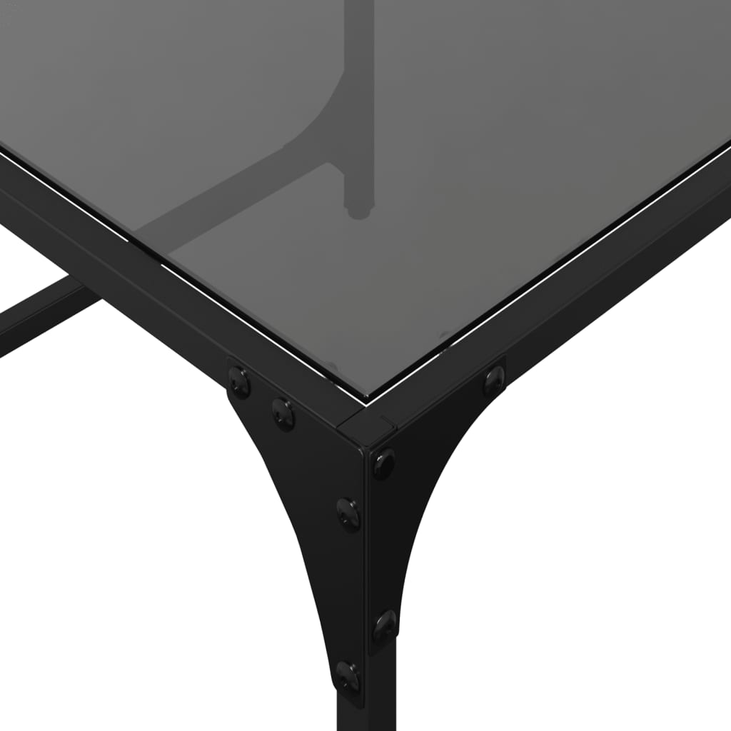 Tables gigognes 2 pcs avec plateau en verre acier noir