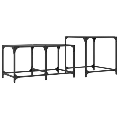 Tables gigognes 2 pcs avec plateau en verre acier noir