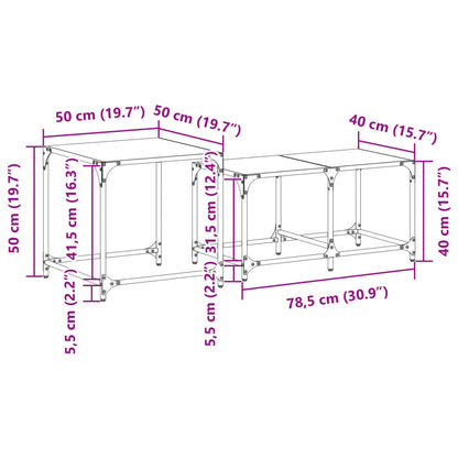 Tables gigognes 2 pcs avec plateau en verre acier noir