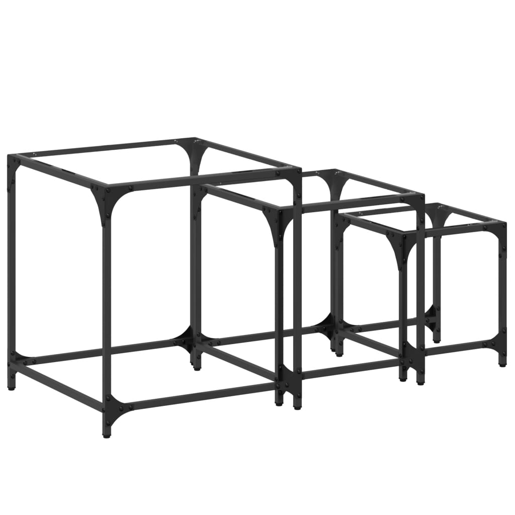 Tables gigognes 3 pcs. avec plateau en verre acier transparent