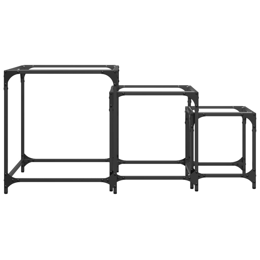 Tables gigognes 3 pcs. avec plateau en verre acier transparent