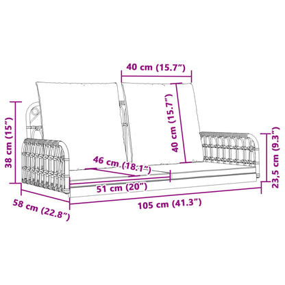 Hängebank mit Kissen 105x58x38 cm Poly Rattan und Stahl