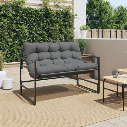 Banc de jardin avec coussins anthracite 113 cm en acier