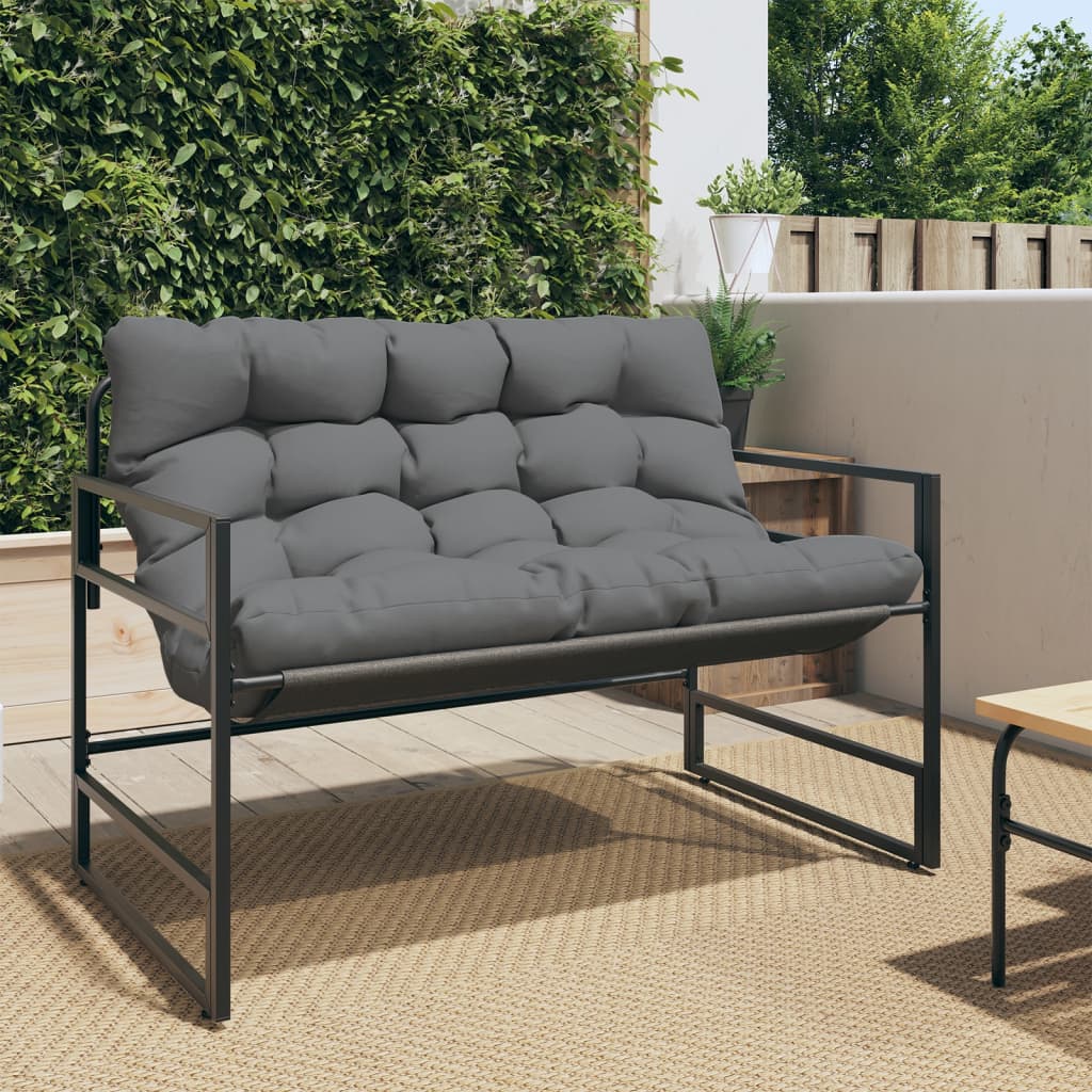 Banc de jardin avec coussins anthracite 113 cm en acier