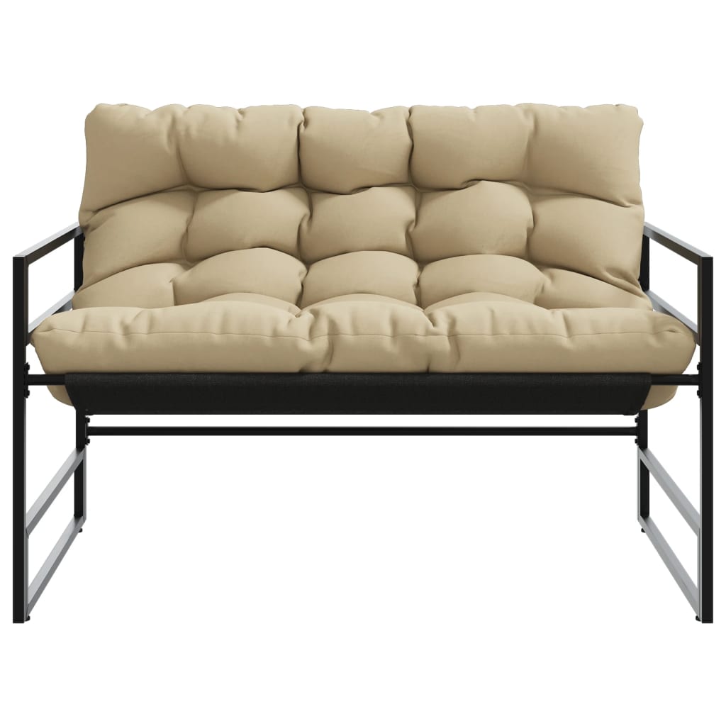 Banc de jardin avec coussin taupe 113 cm en acier