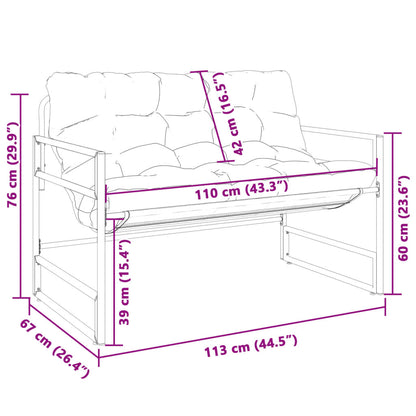 Banc de jardin avec coussin taupe 113 cm en acier