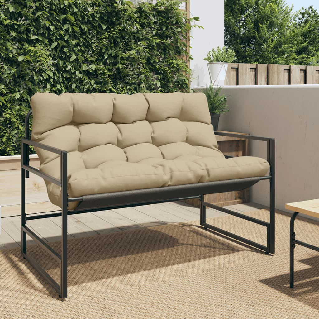 Banc de jardin avec coussin taupe 113 cm en acier