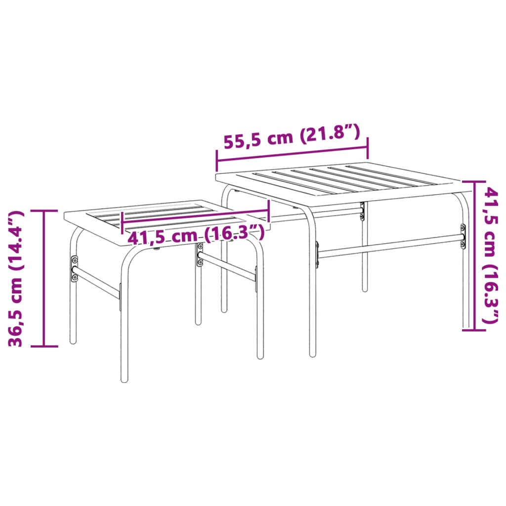 Outdoor-Satztische 2 Stk. Braun und Schwarz Stahl