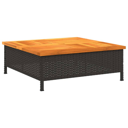 Garten-Couchtisch 70x70x25 cm Rattan und Akazienholz