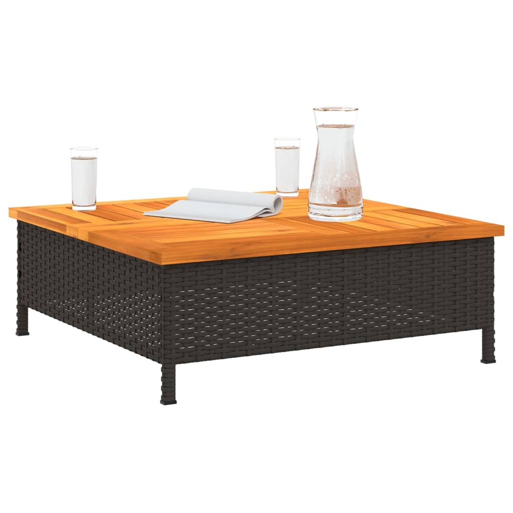 Garten-Couchtisch 70x70x25 cm Rattan und Akazienholz