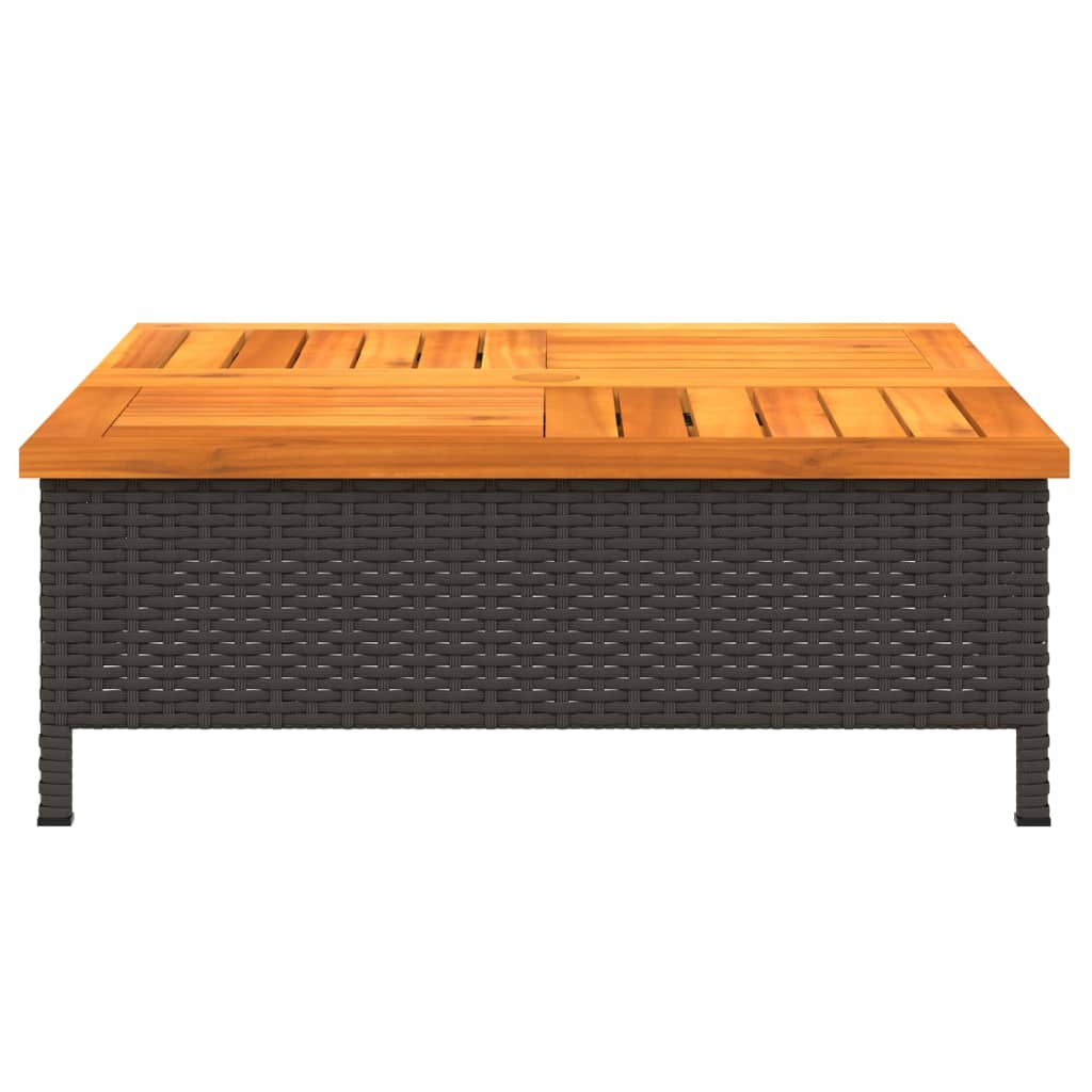 Garten-Couchtisch 70x70x25 cm Rattan und Akazienholz