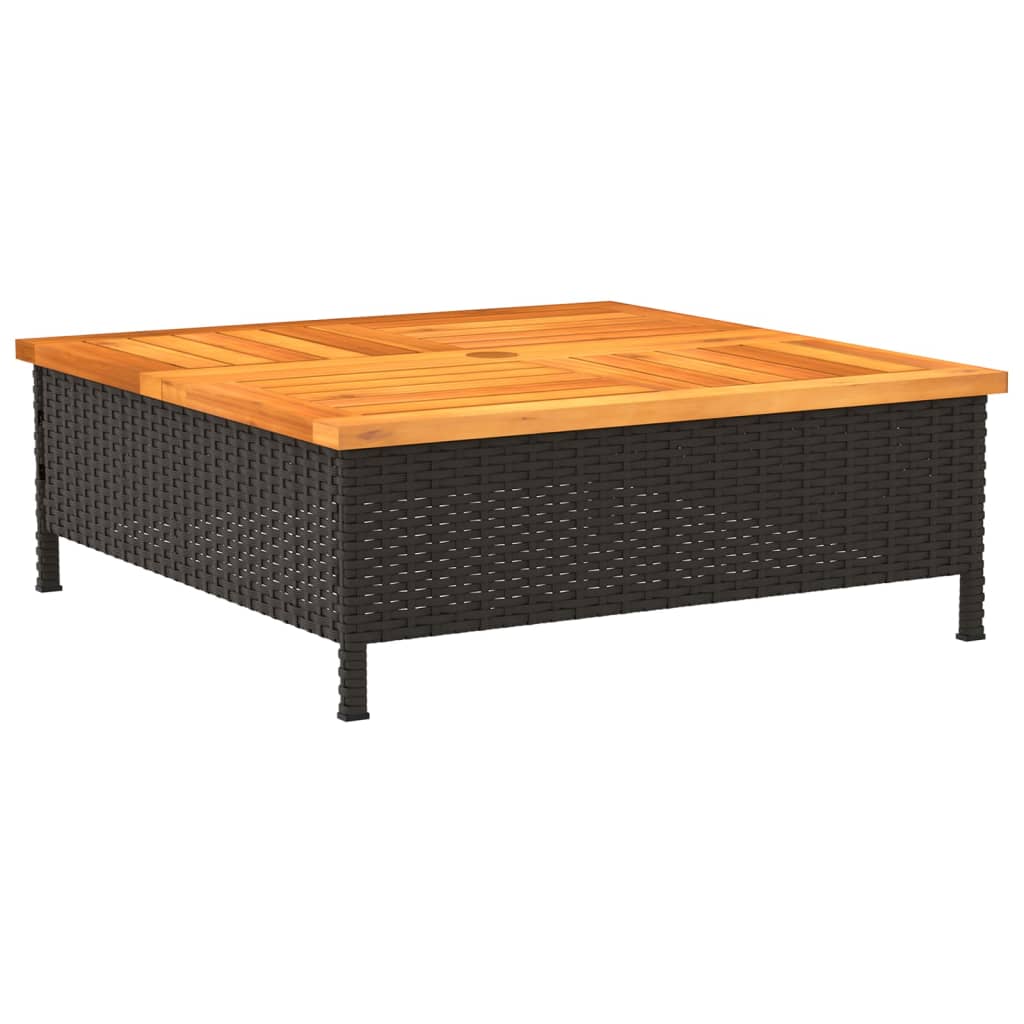 Garten-Couchtisch 70x70x25 cm Rattan und Akazienholz