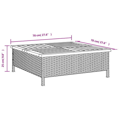 Garten-Couchtisch 70x70x25 cm Rattan und Akazienholz