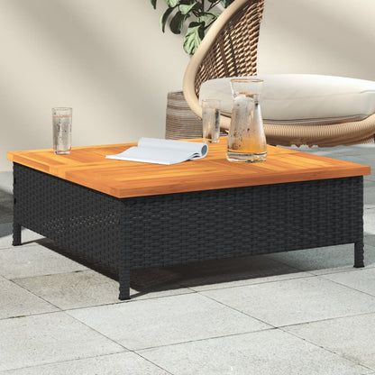 Garten-Couchtisch 70x70x25 cm Rattan und Akazienholz